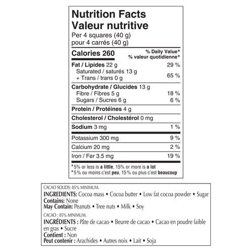 Barre de chocolat noir à 85 % de cacao EXCELLENCE de Lindt, 100 g