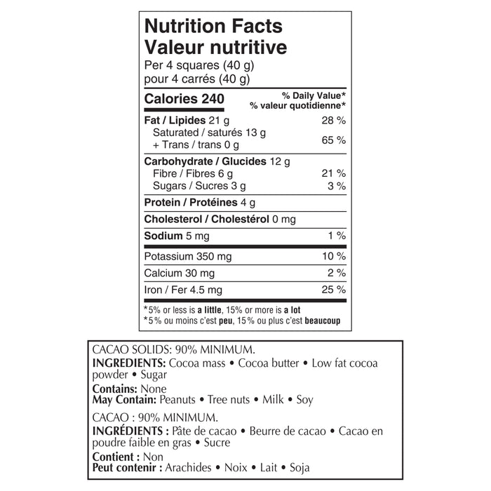 Barre Chocolat noir Lindt EXCELLENCE à 90 % de cacao, 100g