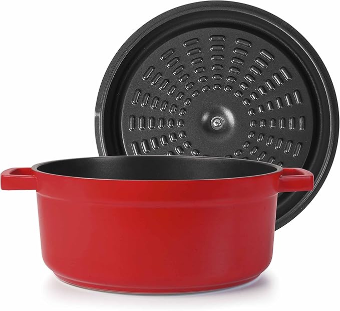 Faitout Rouge Fonte d'Aluminium avec Couvercle 28cm Lacor