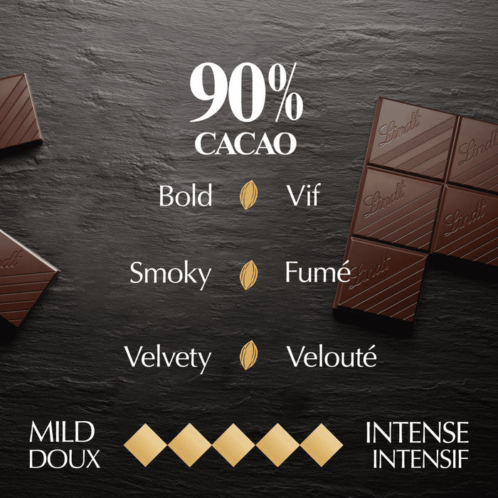 Barre Chocolat noir Lindt EXCELLENCE à 90 % de cacao, 100g