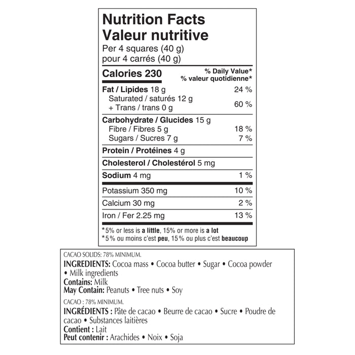 Barre Chocolat noir Lindt EXCELLENCE à 78 % de cacao, 100g