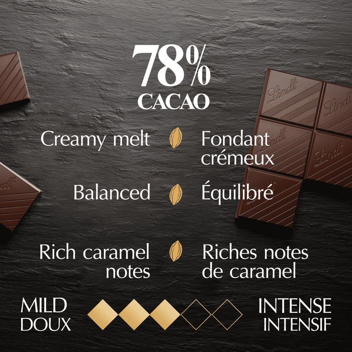 Barre Chocolat noir Lindt EXCELLENCE à 78 % de cacao, 100g