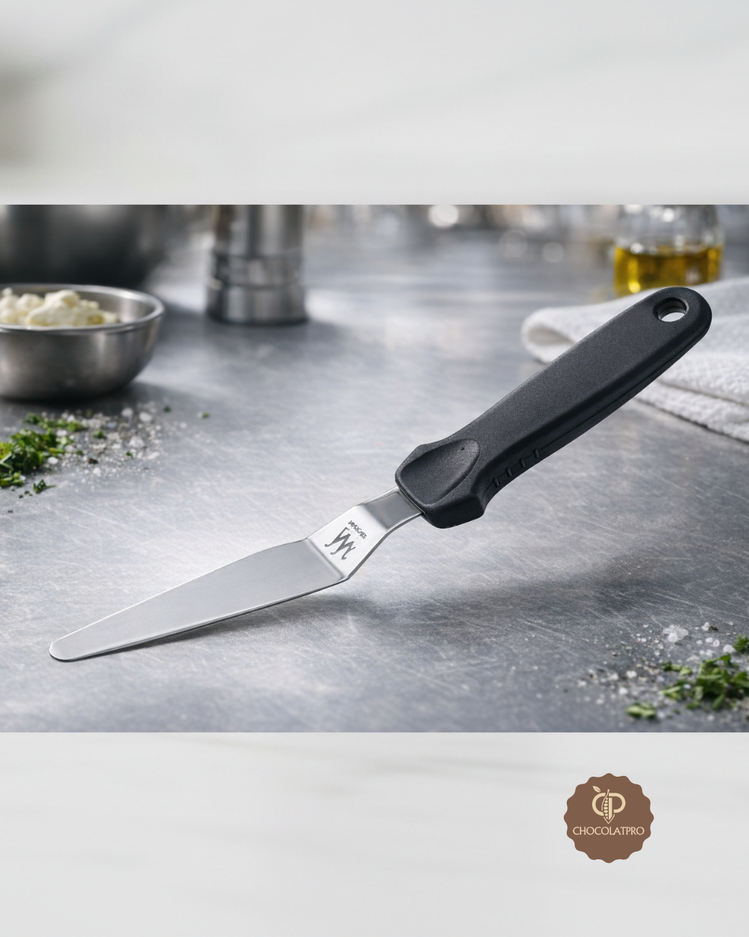 Spatule coudée en inox 20 cm - SILIKOMART