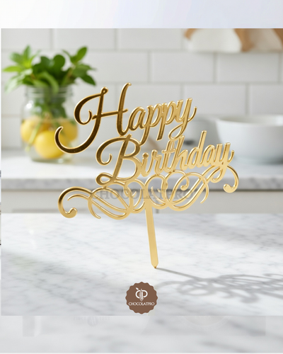 Cake Topper en Acrylique Doré - Happy birthday decoration