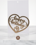 Cake Topper en Acrylique Doré - Happy birthday - Coeur