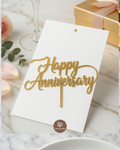Cake Topper en Acrylique Doré - Happy anniversary