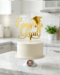 Cake Topper en Acrylique Doré - Graduation- Congrats Grad!