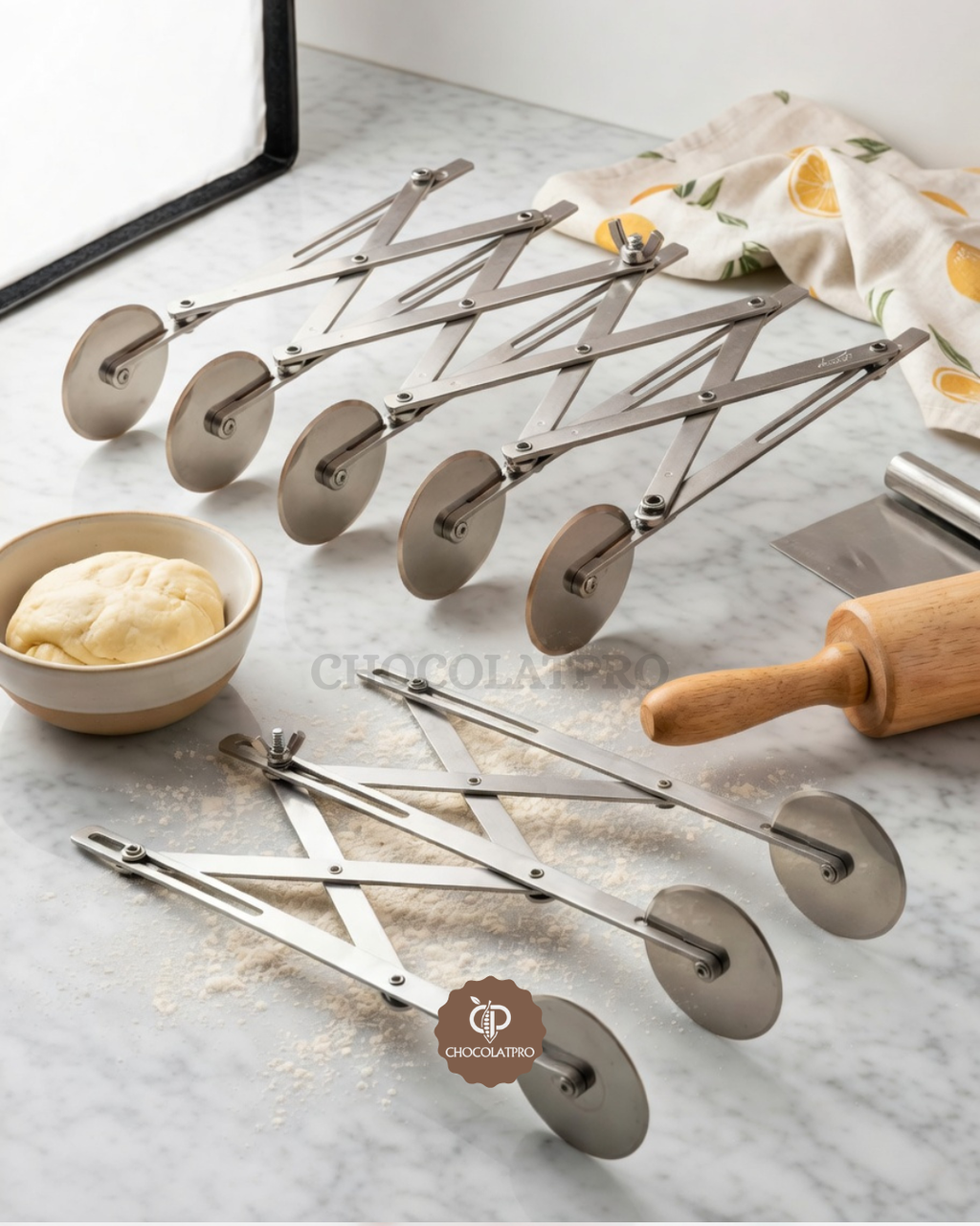 Coupe-pâte extensible en acier inoxydable