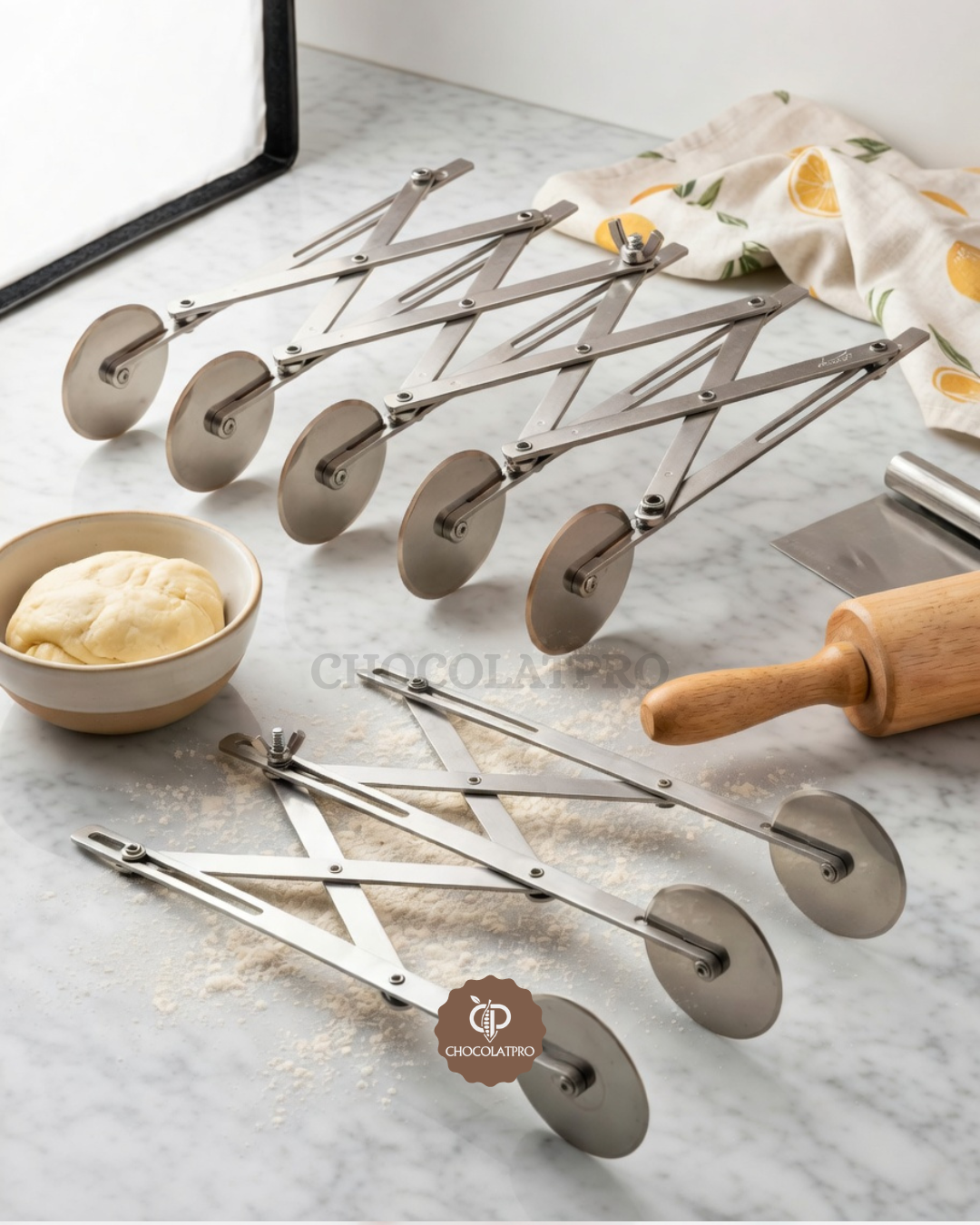 Coupe-pâte extensible en acier inoxydable
