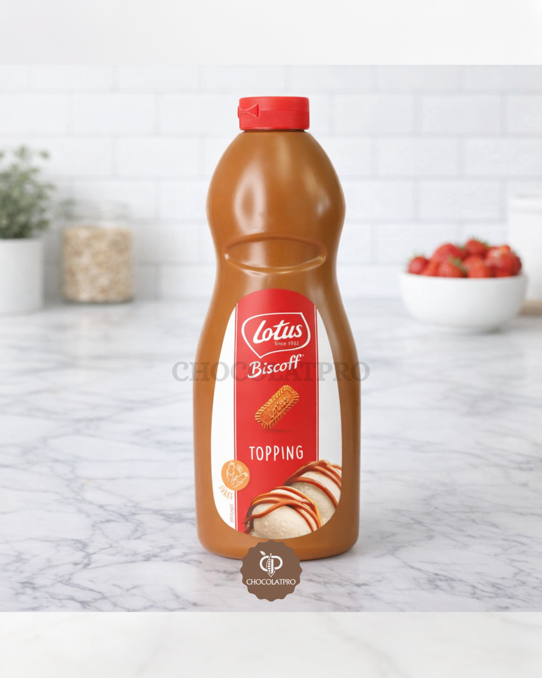 Sauce au speculoos pour professionnel - Bouteille Squeeze Biscoff 1KG - LOTUS ORIGINAL