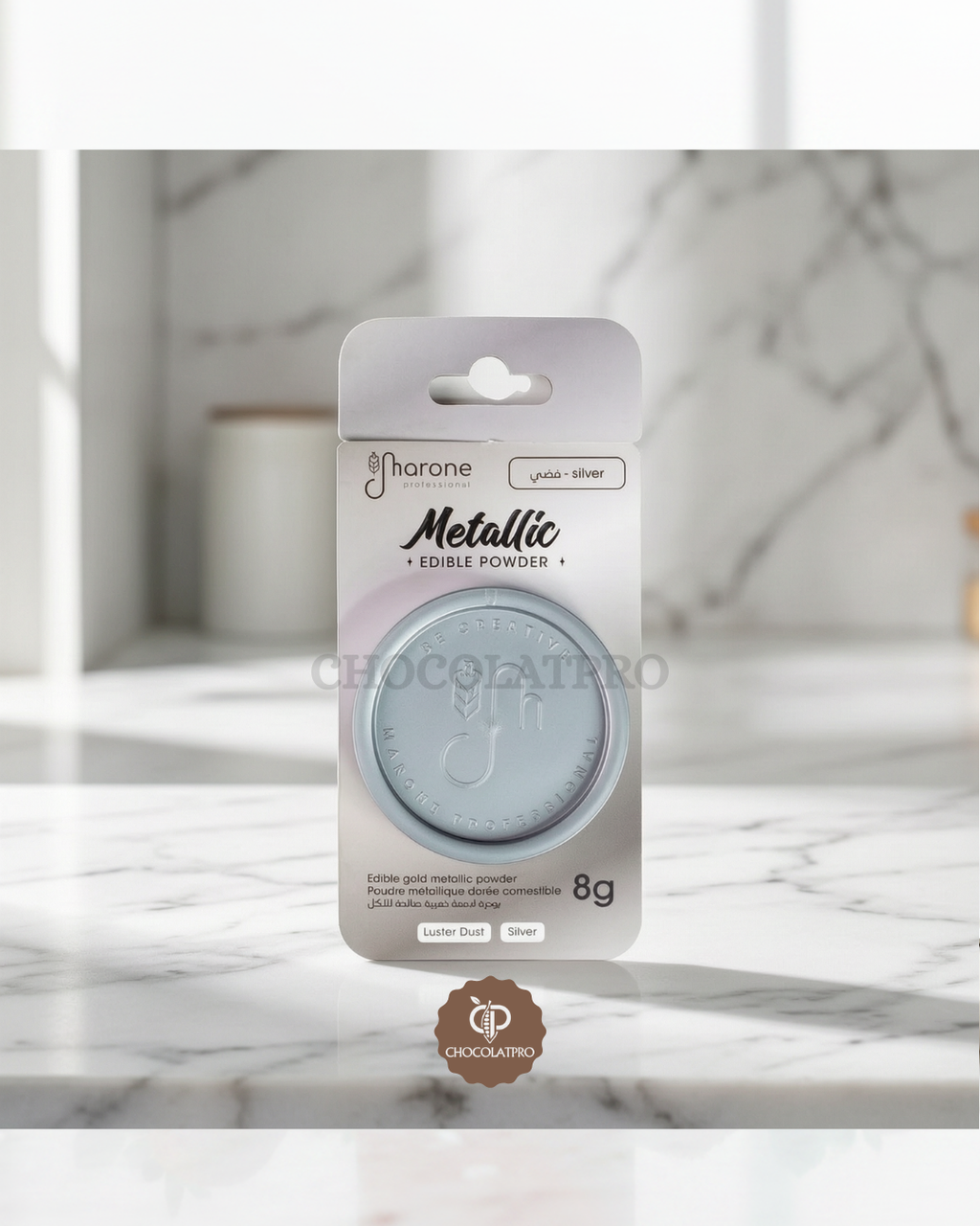 Poudre métallique argentée comestible 8g - Marone