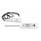 Digital thermometer with a lanyard on a white background